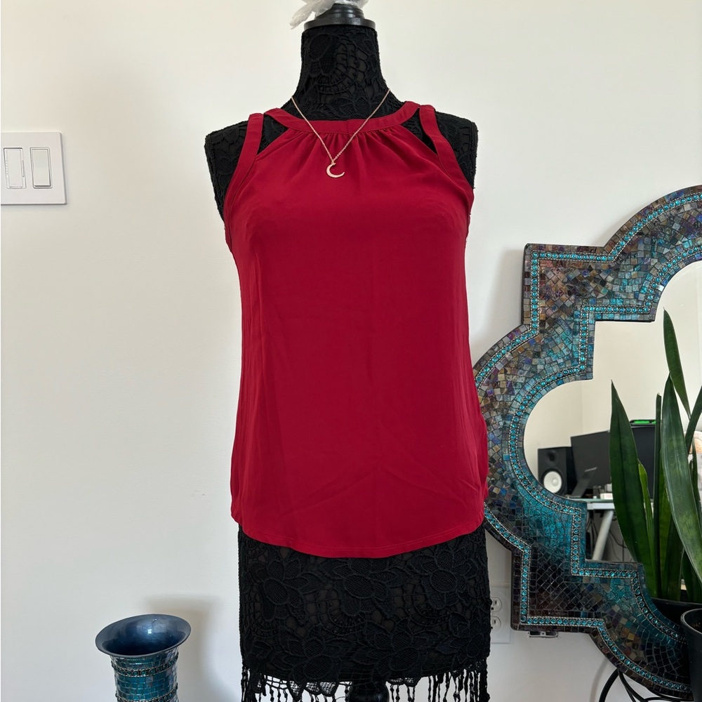 EXPRESS - Red Racerback Chiffon Blouse